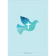 Blue Watercolor Dove with Cross Gold Frame Invitations Image 2 of 4